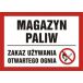 NB013 DU PN - Znak "Magazyn paliw. Zakaz używania otwartego ognia"