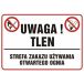 NB015 DU PN - Znak "Uwaga tlen! Strefa zakazu używania otwartego ognia"