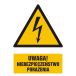 HA019 BK FN - Znak "Uwaga niebezpieczeństwo porażenia"