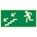 Znak "Kierunek do wyjścia drogi ewakuacyjnej schodami w dół w prawo"