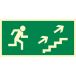 Znak "Kierunek do wyjścia drogi ewakuacyjnej schodami w górę w prawo"