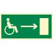 Znak "Kierunek do wyjścia drogi ewakuacyjnej dla niepełnosprawnych w prawo"