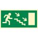 AC018 BF PS - Znak "Kierunek do wyjścia drogi ewakuacyjnej schodami w dół w prawo (znak uzupełniający)"
