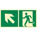 Znak ''Kierunek do wyjścia ewakuacyjnego w górę w lewo''