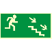 AA004 DE TS - Znak "Kierunek do wyjścia drogi ewakuacyjnej schodami w dół w prawo"