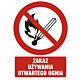 Znak GC037 - "Zakaz używania otwartego ognia" - 20x30cm; folia