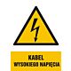 Znak HA005 - "Kabel wysokiego napięcia" - 20x30cm; płyta 1mm