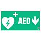 Znak informacyjny "Defibrylator AED w dół" 300x150 mm, płyta 1 mm