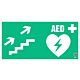 Znak informacyjny "Defibrylator AED schodami w górę w prawo" 400x200 mm, płyta 1 mm