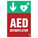 Znak informacyjny "Defibrylator AED w dół" 200x300 mm, spieniona płyta 3 mm