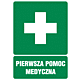 Znak GI001 - "Pierwsza pomoc" - 10x15cm; folia