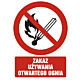 Znak GC037 - "Zakaz używania otwartego ognia" - 15x22,5cm; płyta 1mm