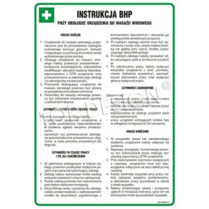 Instrukcja BHP przy osbłudze urządzenia do masażu wirowego-TD/DD016