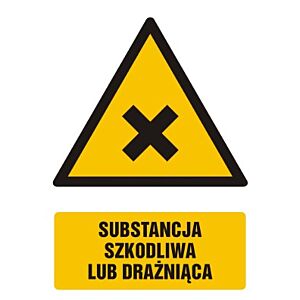 Znak GF026 - "Substancja szkodliwa lub drażniąca" - 10x15cm; płyta 1mm