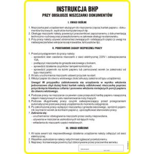 Instrukcja BHP przy obsłudze niszczarki dokumentów -TD/A12