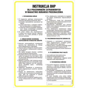 Instrukcja BHP dla pracowników zatrudnionych w magazynie ogólnego przeznaczenia -TD/E10