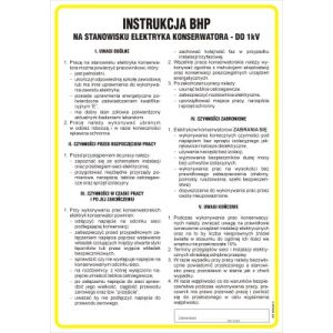 Instrukcja BHP na stan. elektryka konserwatora do 1kV -TD/F13