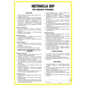 Instrukcja BHP przy obsłudze piekarnika -TD/G01