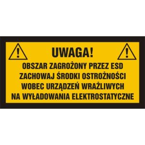 NB033 CE BN - Znak "Uwaga, obszar zagrożony przez ESD. Zachowaj środki ostrożności wobec urządzeń wrażliwych na wyładowania elektrostatyczne"