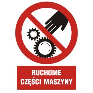 Znak GC072 - "Ruchome części maszyny" - 15x22,5cm; folia