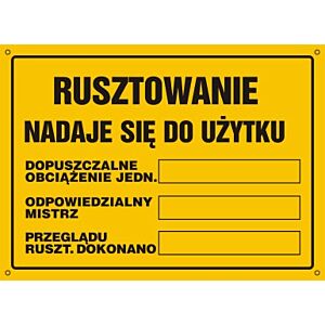 Tablica OA146 - "Rusztowanie nadaje się do użytku ..." - 45x32cm; płyta 0,6mm