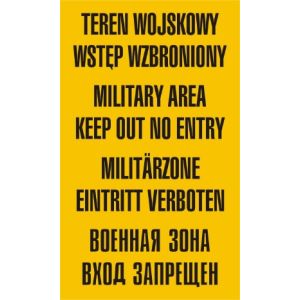 JE001 HD BN - Znak "Teren wojskowy wstęp wzbroniony"