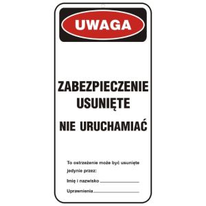 RG502 JP HN - Zawieszka "Zabezpieczenie usunięte" - opak. 10 szt.