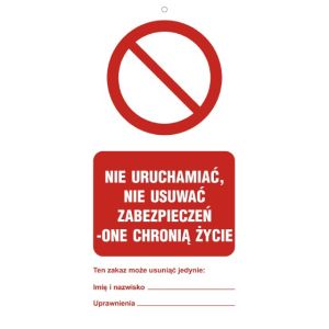 RG205 JP HN - Zawieszka "Nie uruchamiać, nie usuwać zabezpieczeń" - opak. 10 szt.