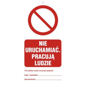 RG204 JP HN - Zawieszka "Nie uruchamiać - pracują ludzie" - opak. 10 szt.