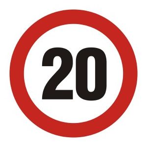 SA026 E2 PN - Znak drogowy "Ograniczenie prędkości 20"