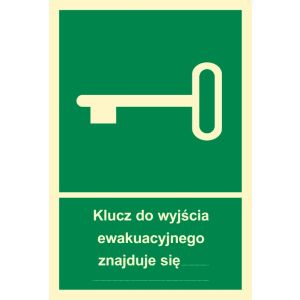 Znak "Klucz do wyjścia ewakuacyjnego znajduje się w..."