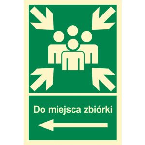 Znak "Do miejsca zbiórki (w lewo)"
