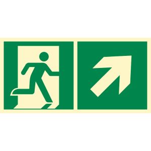 Znak - ''Kierunek do wyjścia ewakuacyjnego w górę w prawo