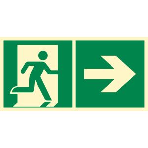 Znak - ''Kierunek do wyjścia ewakuacyjnego w prawo"