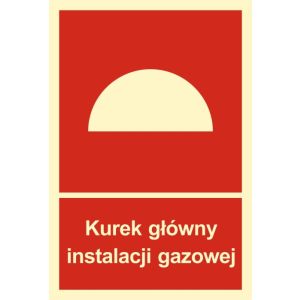 Znak BB005 - "Kurek główny instalacji gazowej" - 10x14,8cm; płyta 1mm fotolum.