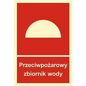 Znak BB007 - "Przeciwpożarowy zbiornik wody" - 20x29,6cm; płyta 1mm fotolum.