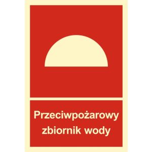 Znak BB007 - "Przeciwpożarowy zbiornik wody" - 20x29,6cm; płyta 1mm