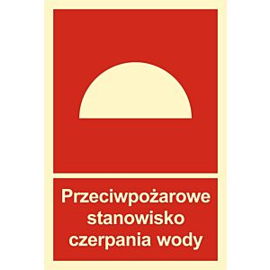 Znak BB008 - "Przeciwpożarowe stanowisko czerpania wody" - 20x29,6cm; płyta 1mm