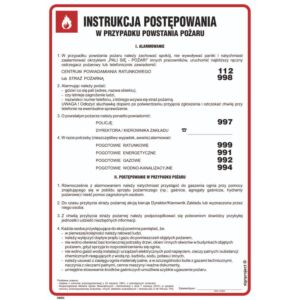 Instrukcja postępowania w przypadku powstania pożaru - DB003