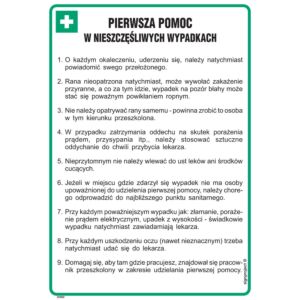 Instrukcja pierwszej pomocy w nieszczęśliwych wypadkach - DD002