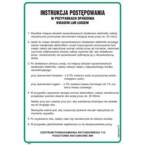 Instrukcja postępowania w przypadku oparzenia kwasem lub ługiem - DD007