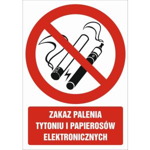 Znak "Zakaz palenia tytoniu i papierosów elektronicznych"