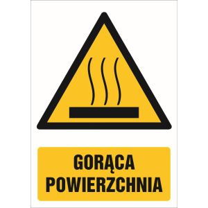 Znak GF030 - "Gorąca powierzchnia" - 15x22,5cm; płyta 1mm
