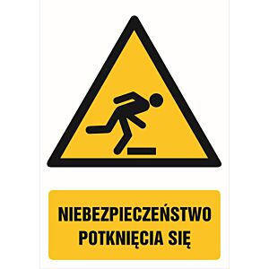 Znak GF035 - "Niebezpieczeństwo potknięcia się" - 15x22,5cm; folia
