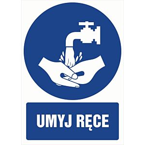 Znak GL012 - "Umyj ręce" - 10x15cm; płyta 1mm