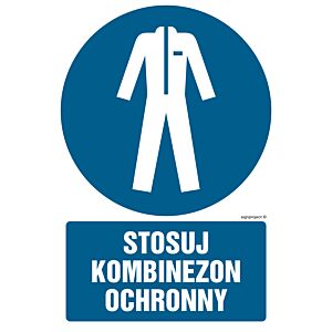 Znak GL020 - "Stosuj kombinezon ochronny" - 20x30cm; folia