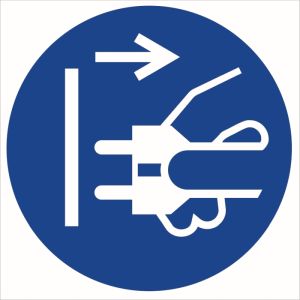 Znak "Nakaz odłączenia urządzenia od sieci elektrycznej"