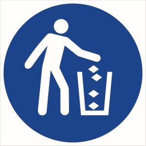 Znak ''Nakaz używania pojemnika na śmieci