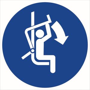 Znak ''Zamknij zabezpieczenie wyciągu krzesełkowego