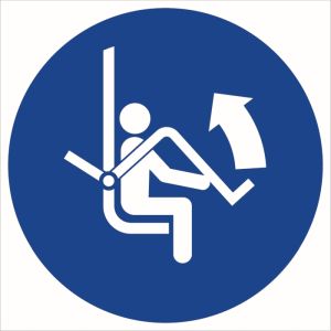Znak ''Otwórz zabezpieczenie wyciągu krzesełkowego